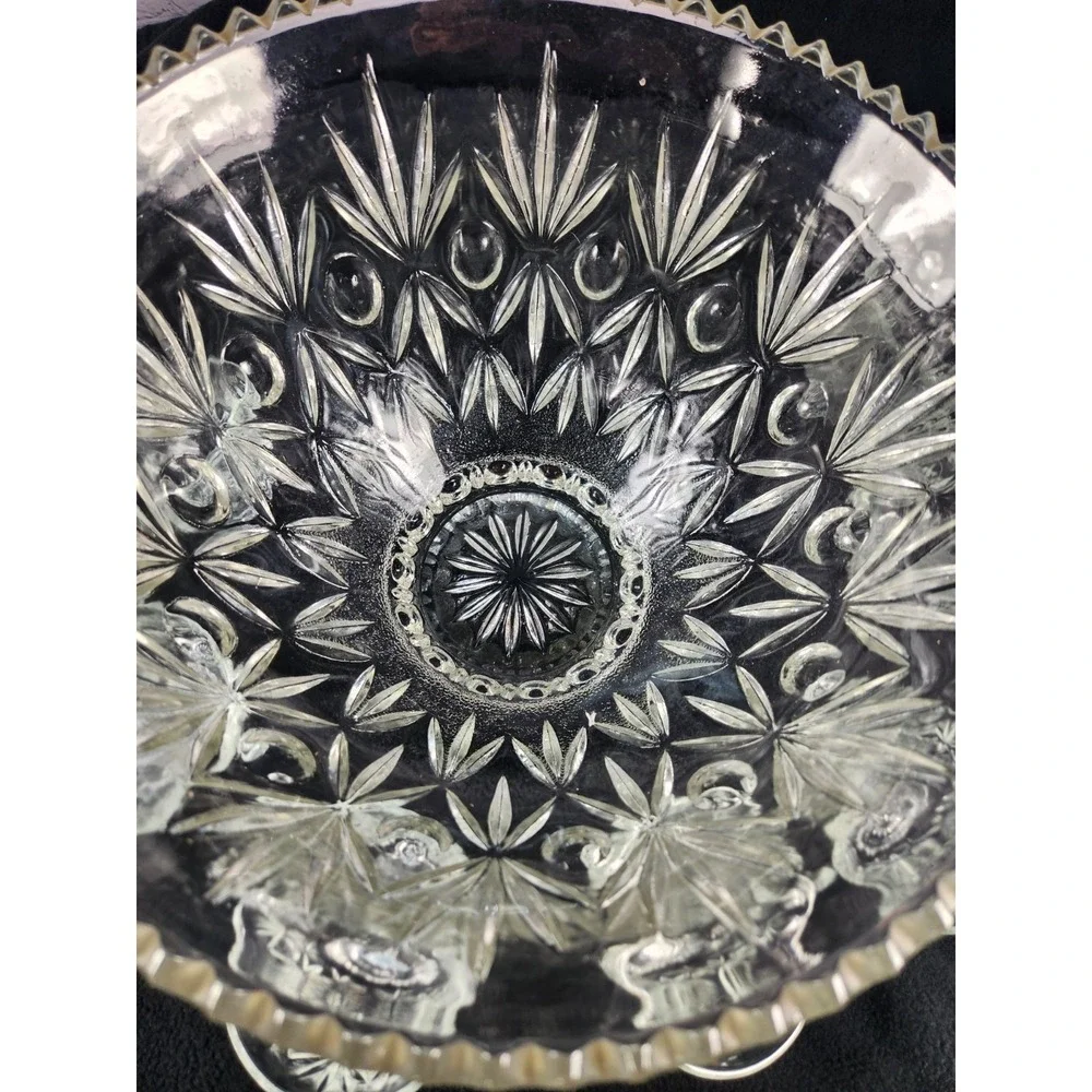 Gorgeous Vintage Large Glass Punch Bowl with 6 Cups Formal / Holiday Parties